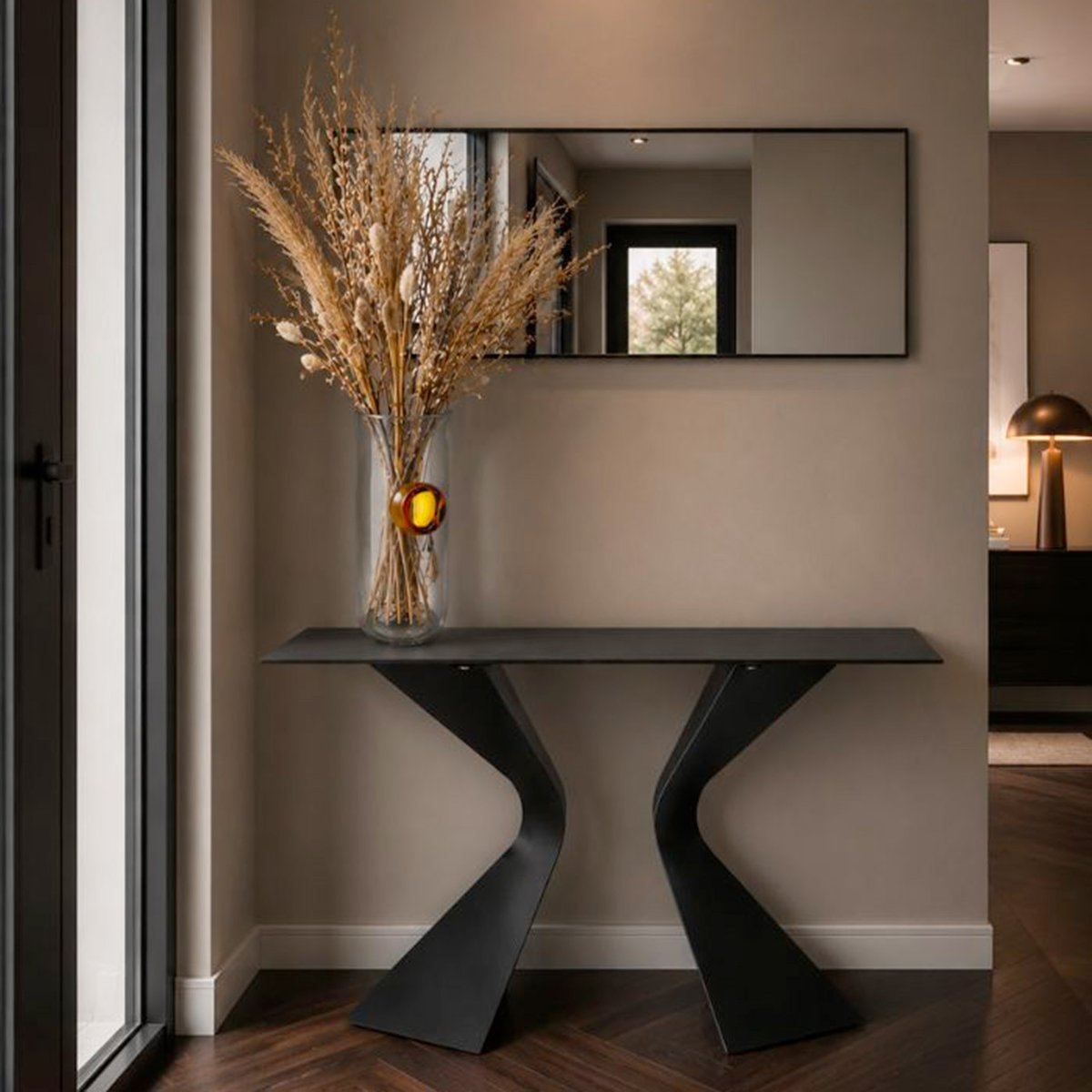 Miroir rectangle en aluminium 130x30, BELLA noir, KARE DESIGN