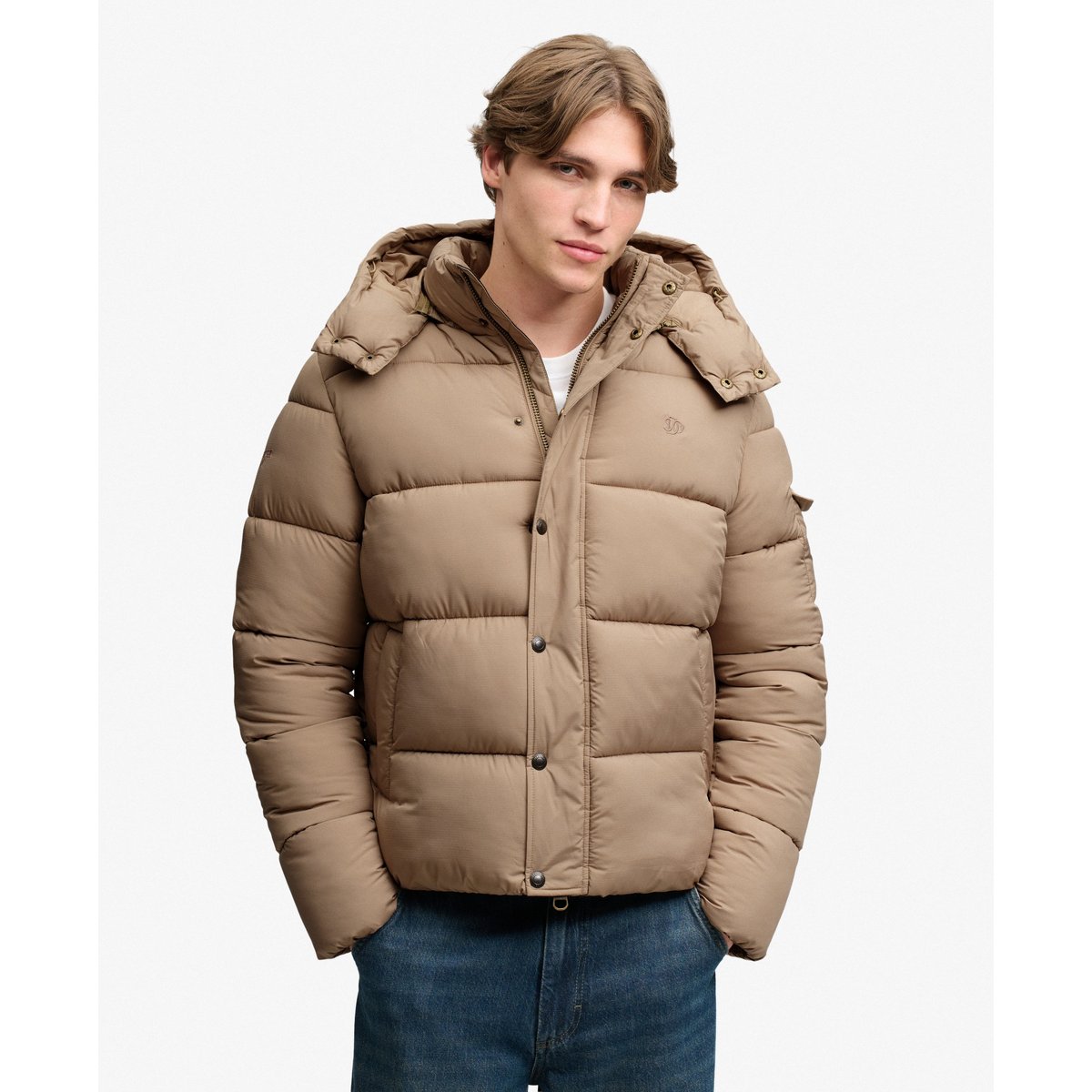 Doudoune Premium Ripstop beige peak sands, SUPERDRY