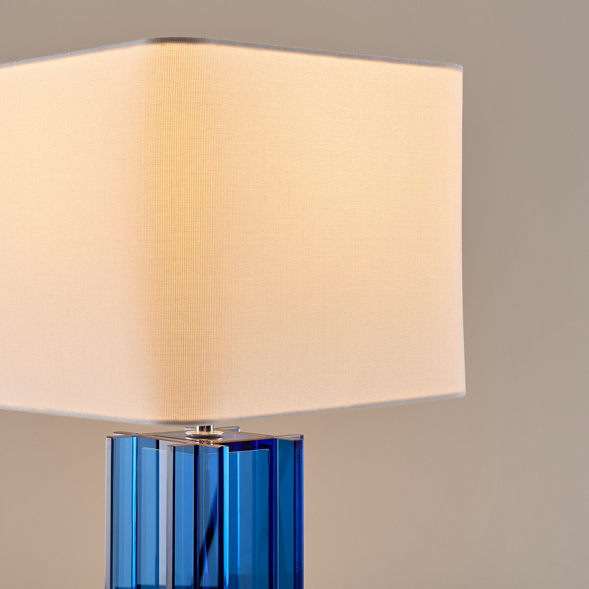Bimo Table Lamp in Colourful Glass and Linen blue, LA REDOUTE INTERIEURS