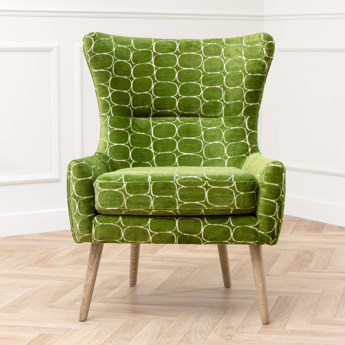 Oswald Woven Jacquard Velvet Chair olive, VOYAGE MAISON
