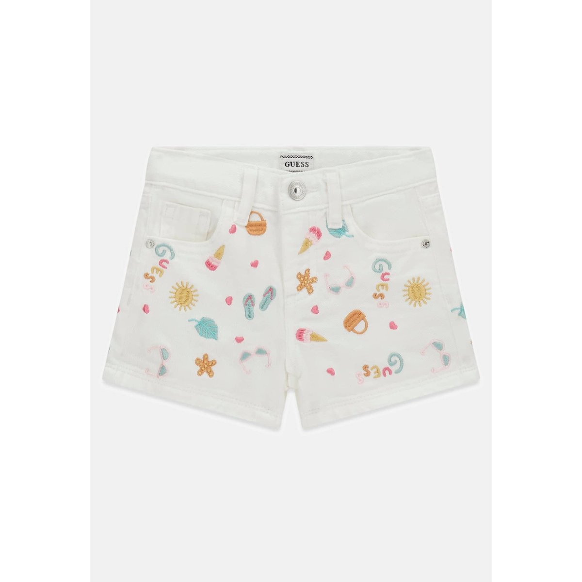 Shorts Brodés blanc multicolore, GUESS KIDS