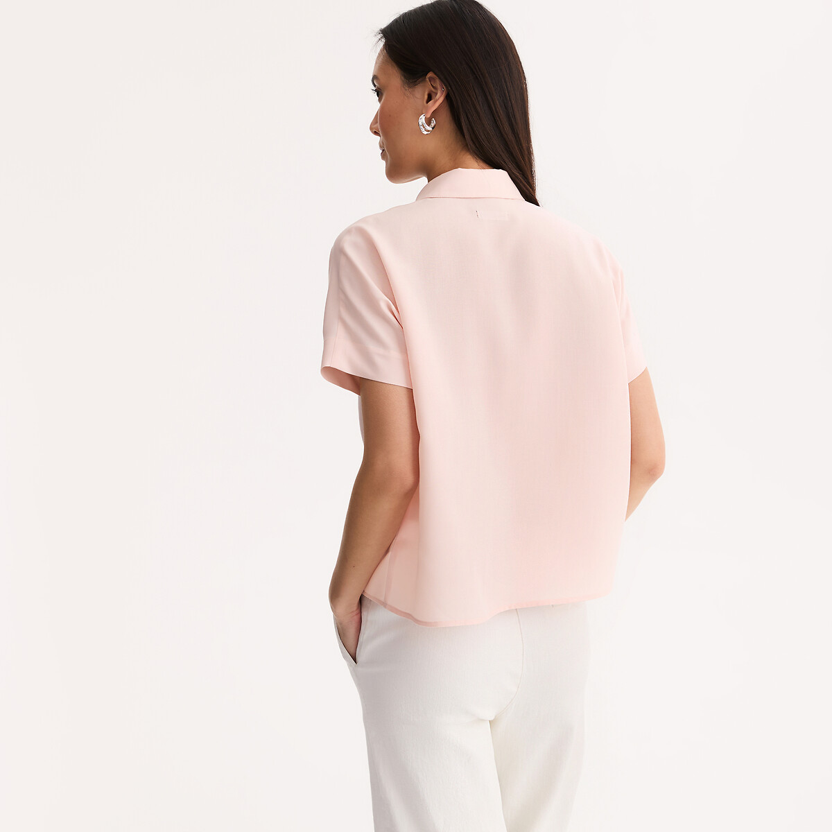 Chemise manches courtes en lyocell rose, ANNE WEYBURN