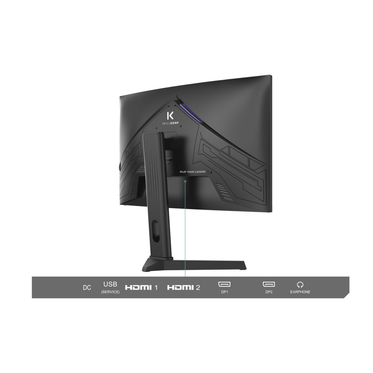 Ecran PC Gamer M27 27" Incurvé 1500R WQHD 180Hz Fast VA HDMI 2.1 AMD FreeSync couleur unique, SKILLKORP
