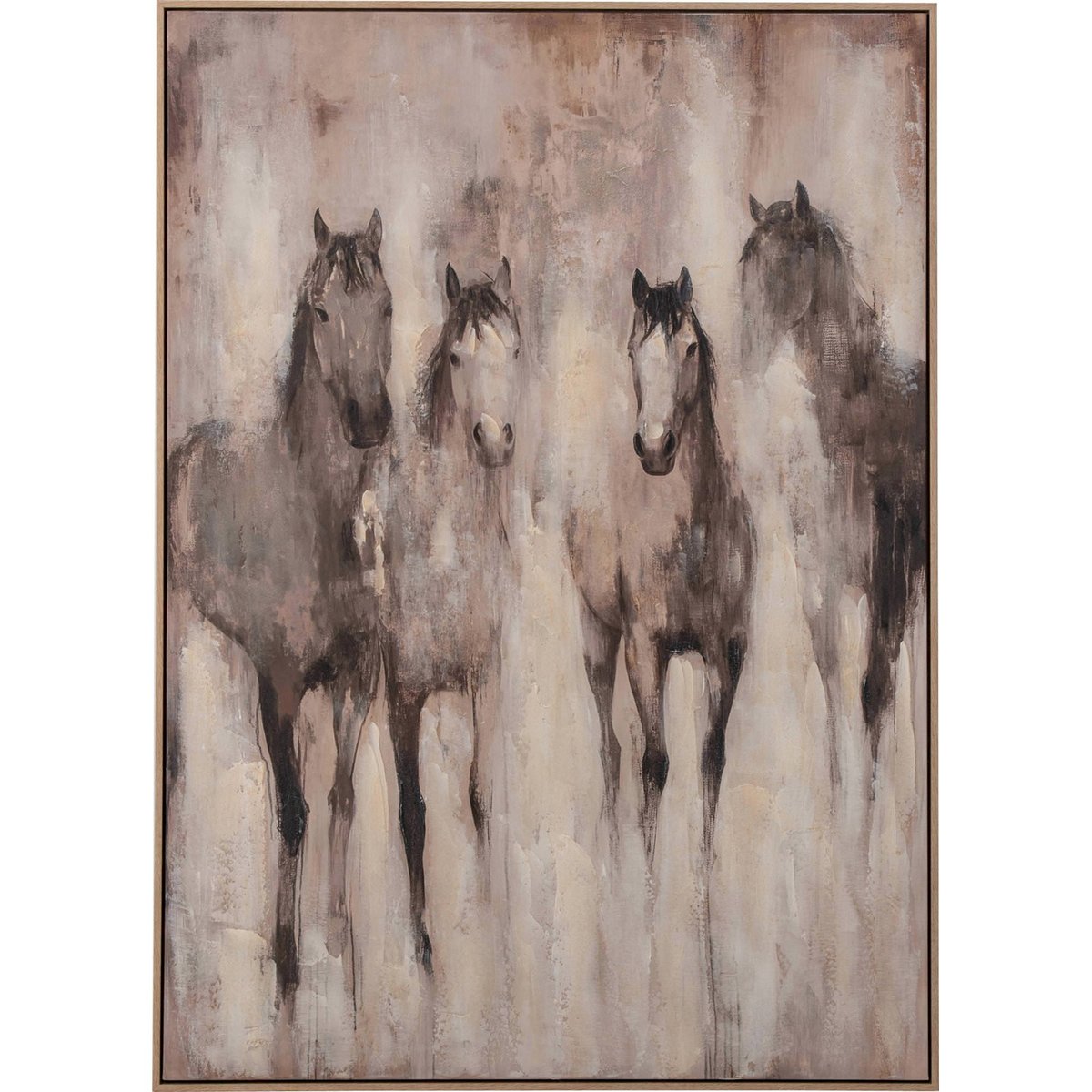 Tableau cheval sur toile beige, RECOLLECTION