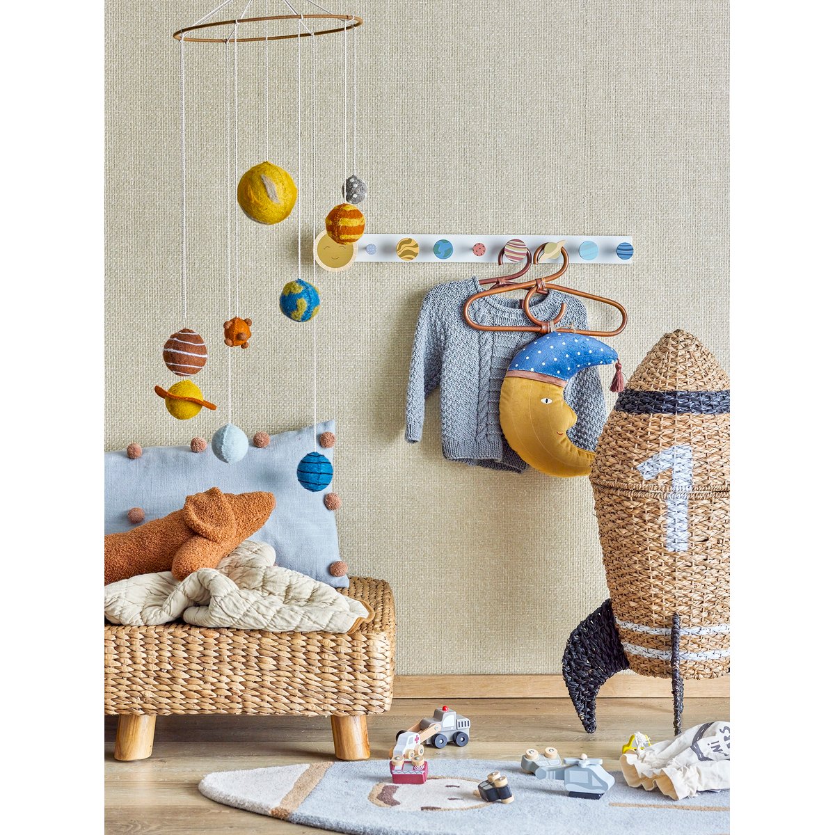 Panier avec couvercle en herbier marin H68.5 COSMINA beige, BLOOMINGVILLE