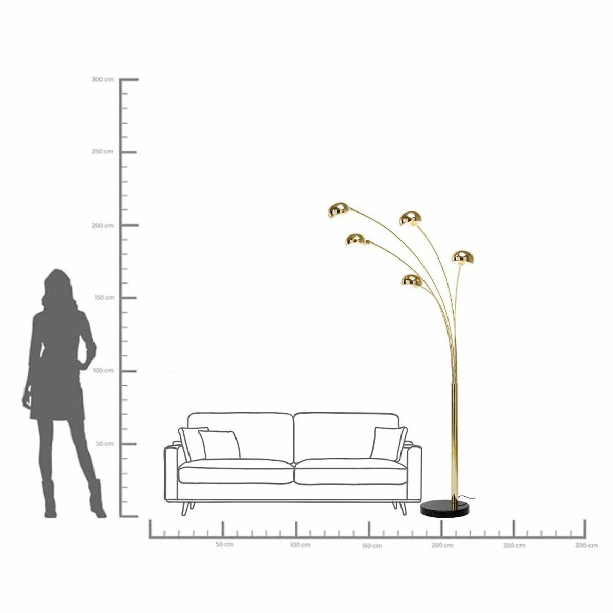Lampadaire Five Fingers laiton doré, KARE DESIGN