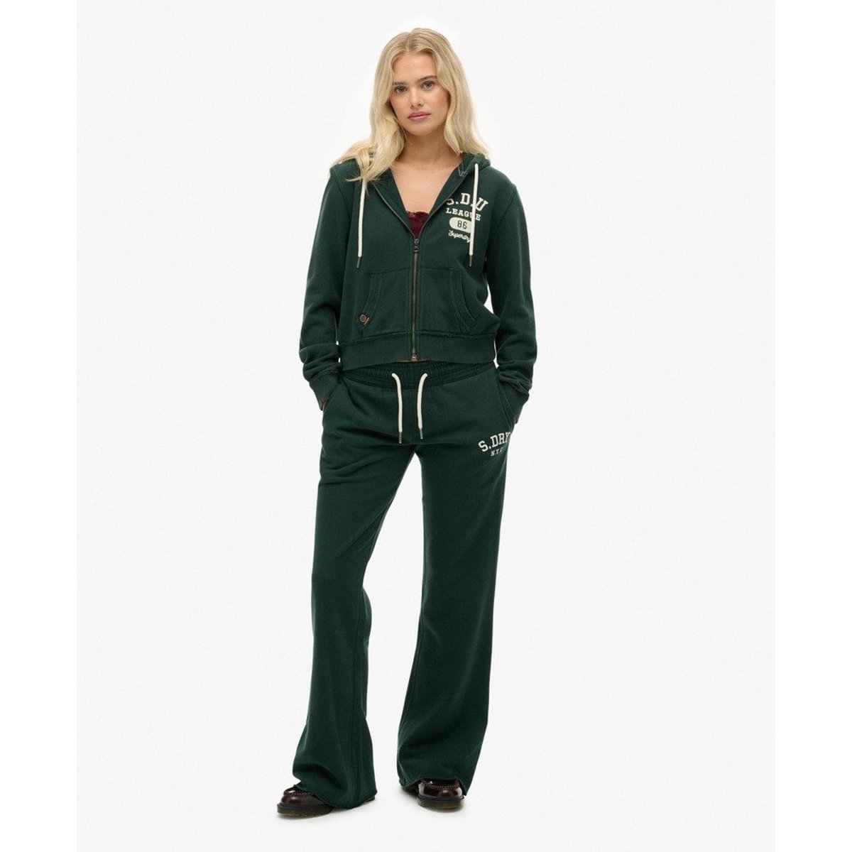 Joggers Évasés Athletic avec Logo Brodé vert émail, SUPERDRY