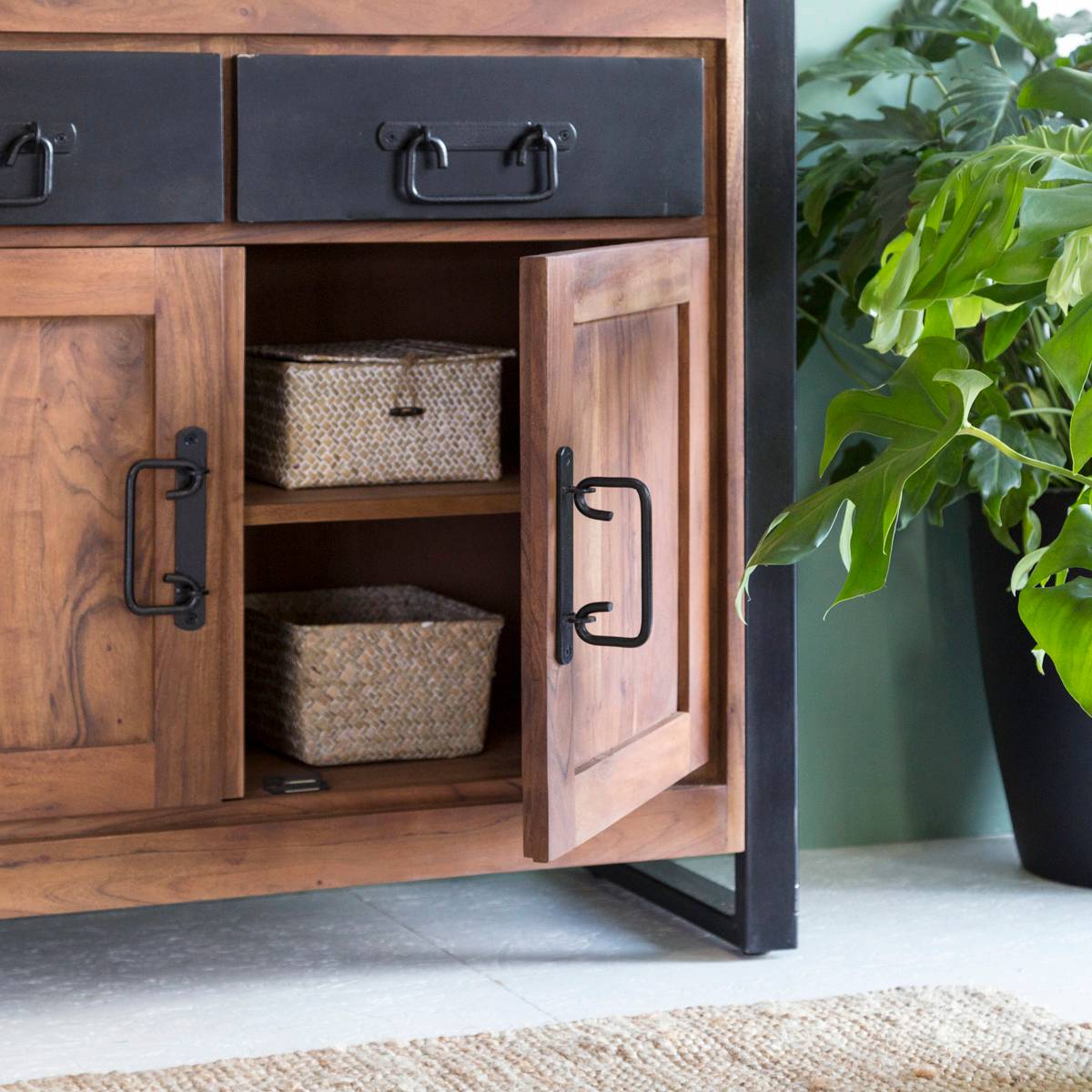 Buffet en bois d'acacia et métal HAVANA bois foncé, MADE IN MEUBLES