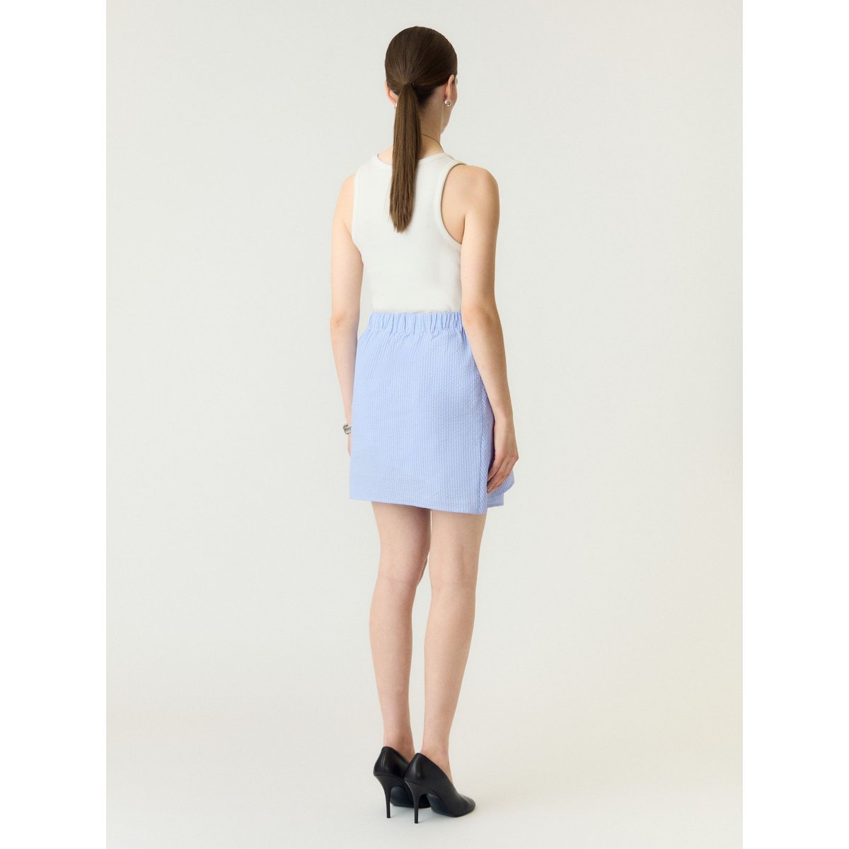 Mini-Jupe chambray blue, YAS