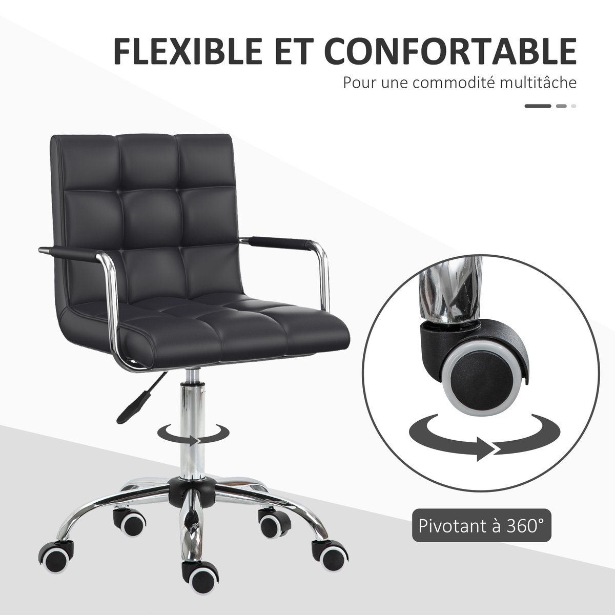Chaise de bureau Métal noir, HOMCOM