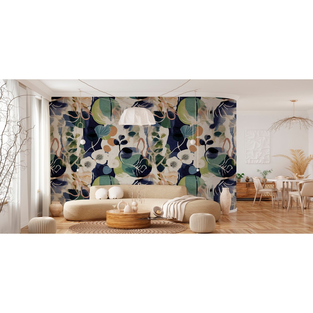 Papier peint panoramique Hanami XL - fleurs de cerisier, intissé mat 150 g, fabriqué en France multicolore, LE PAPIERS DE NINON