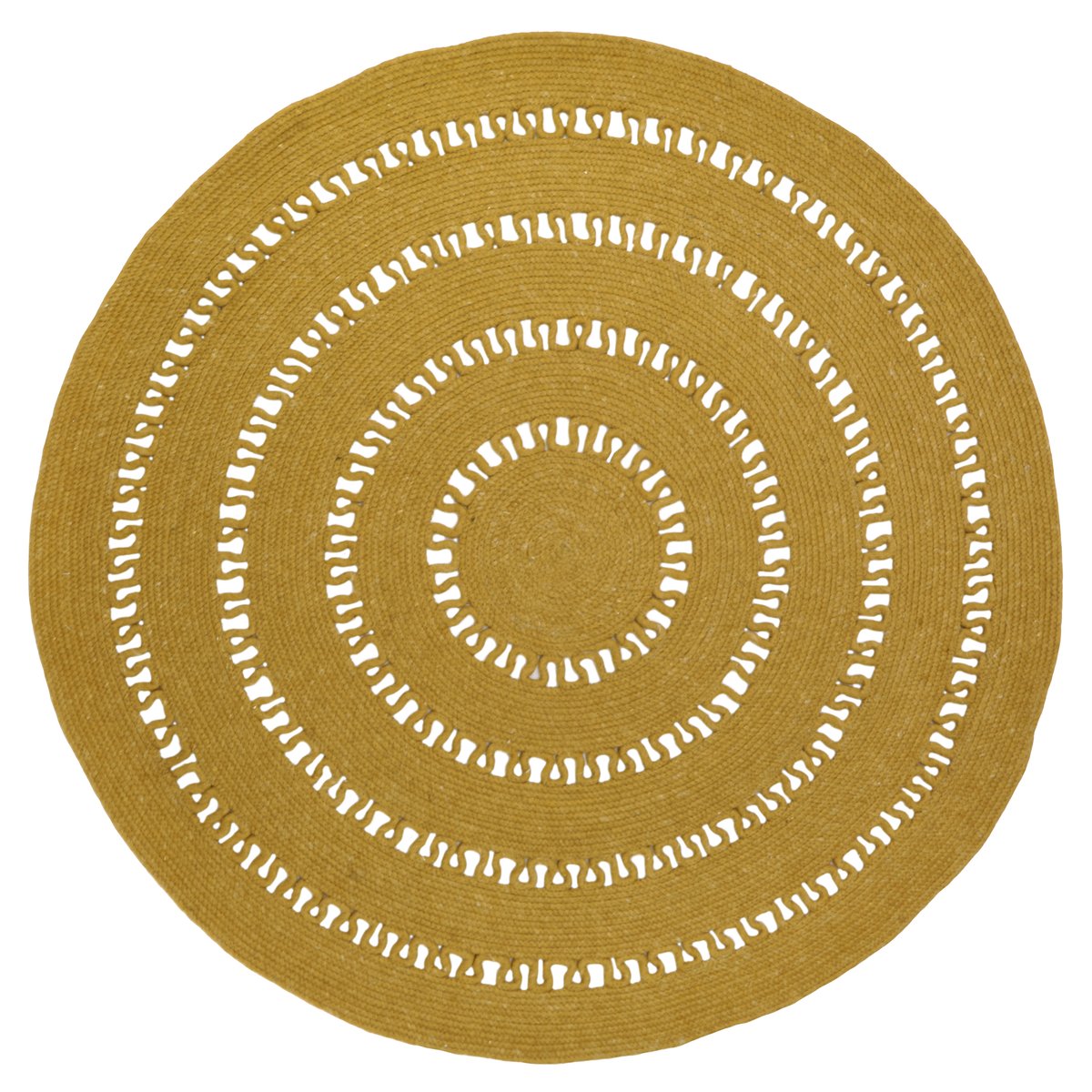 Tapis rond laine feutrée ajourée BIBEK mangue, NATTIOT