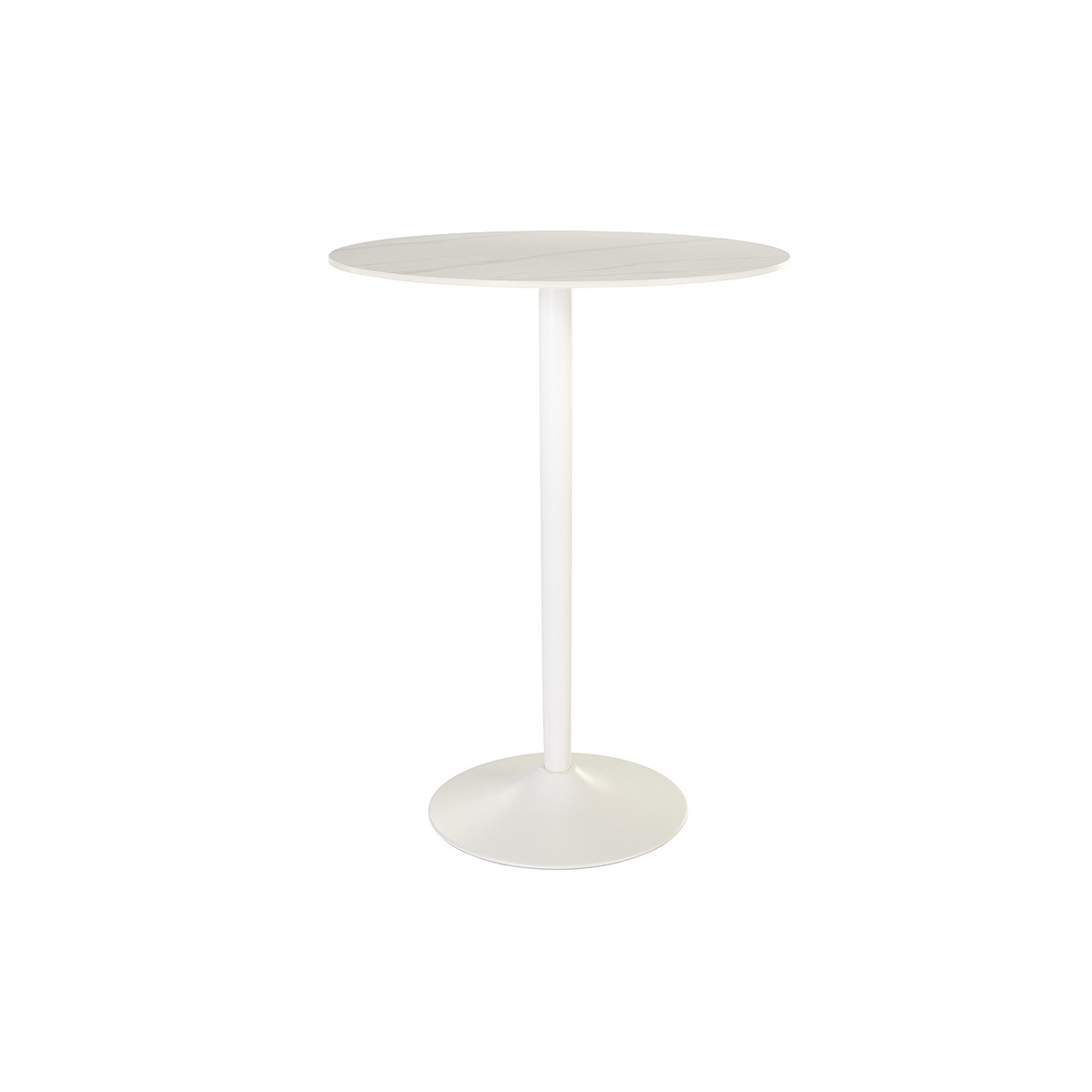 Table haute design ronde en céramique noire et métal D80 cm MALOU blanc, MILIBOO
