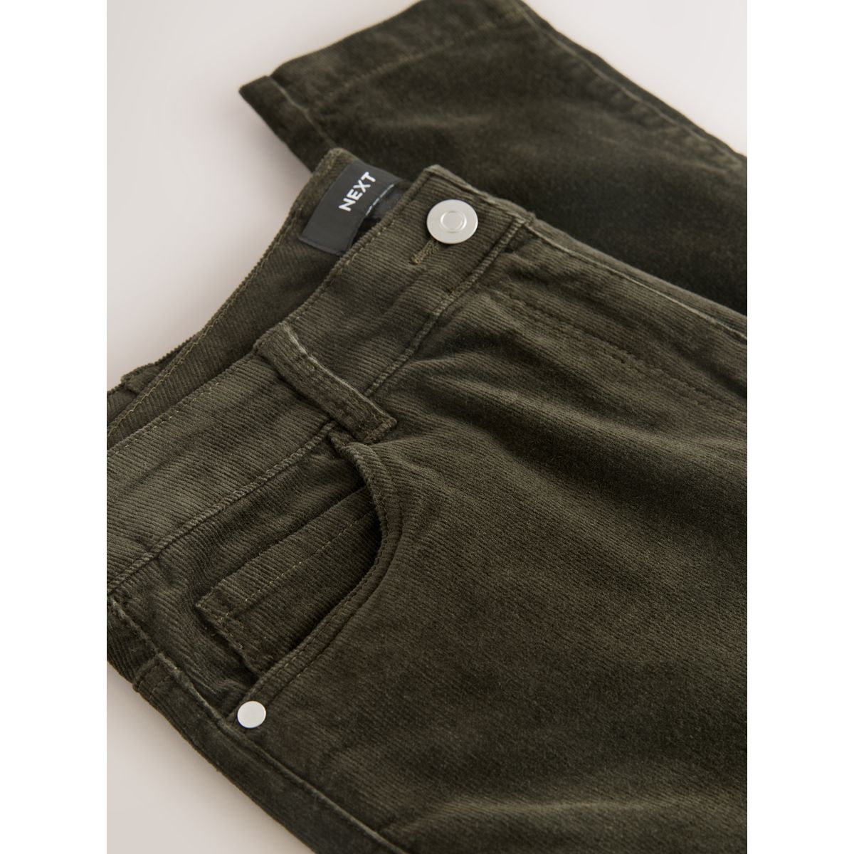 Pantalon skinny en velours côtelé vert kaki, NEXT