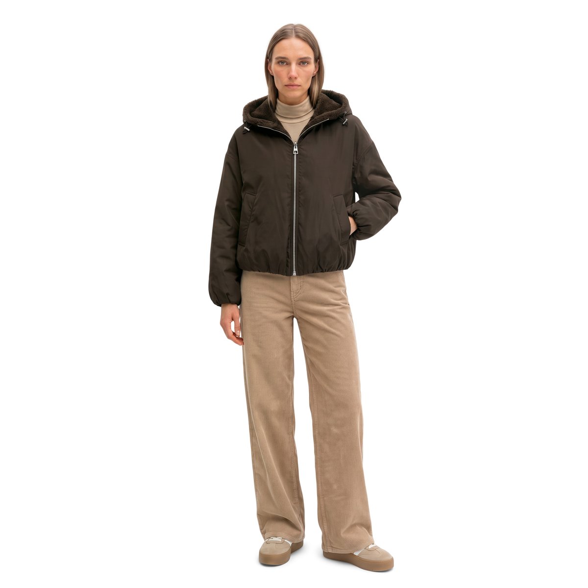 Veste réversible décontractée en polyester recyclé beige, MARC O'POLO