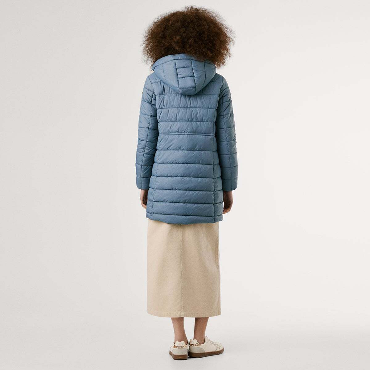 Doudoune Longue En Tissu Matelassé bleu foret, PEPE JEANS
