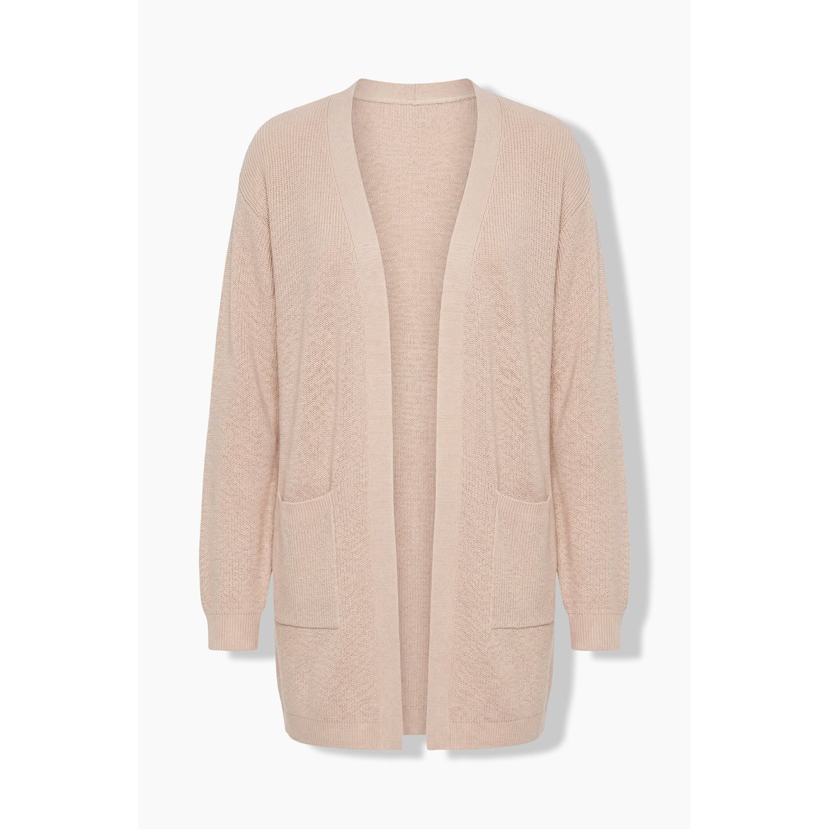 Cardigan en maille côtelée, sans fermeture beige mélangé, ULLA POPKEN