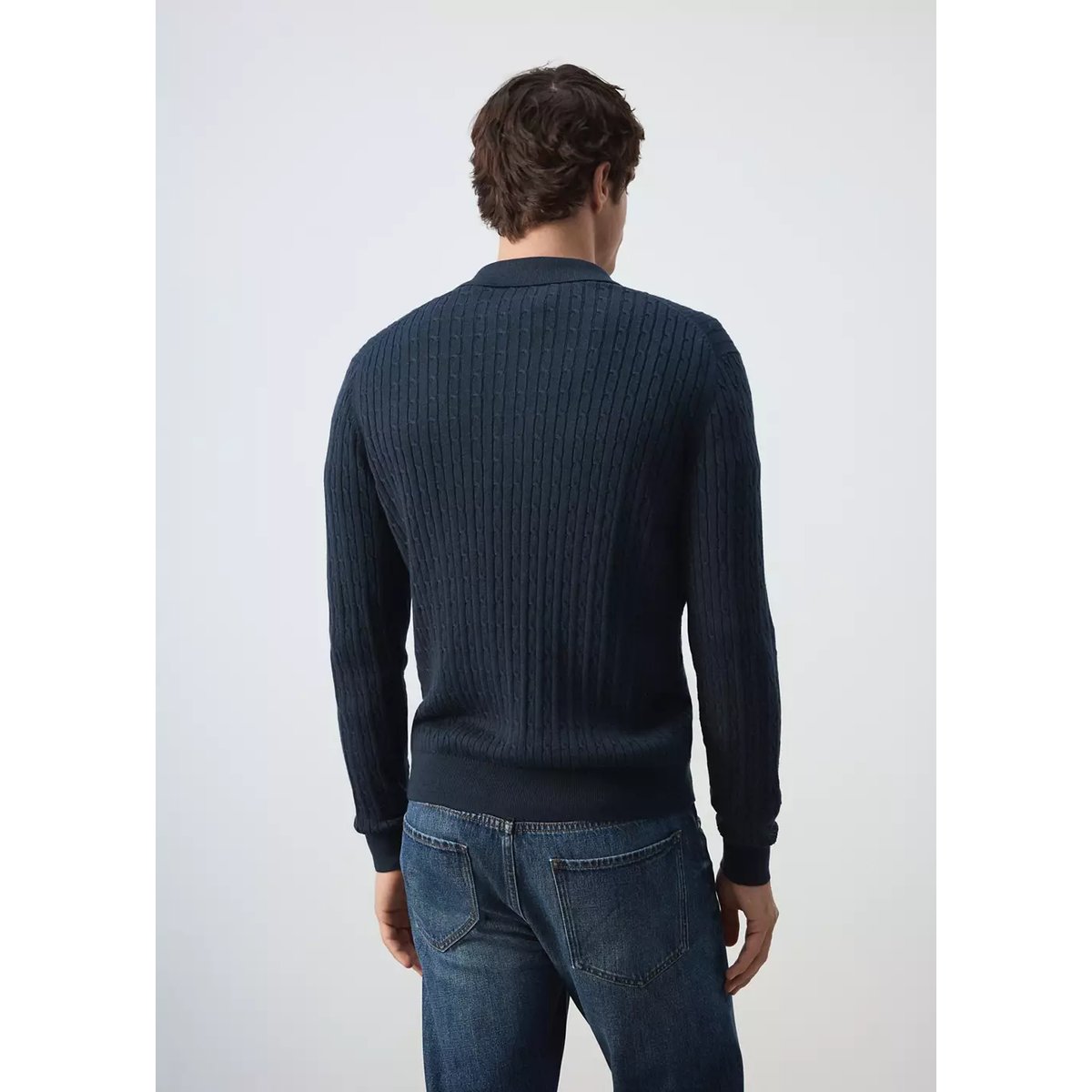 Cardigan maille tressée bleu marine, MANGO MAN