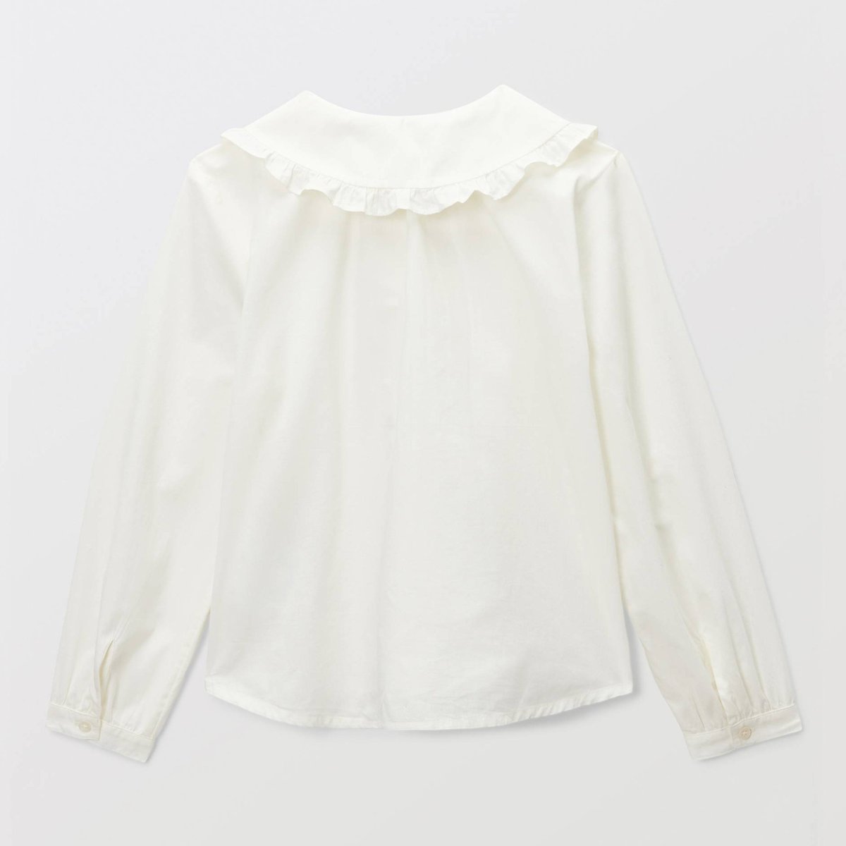 Blouse col claudine uni en coton ecru, MONOPRIX