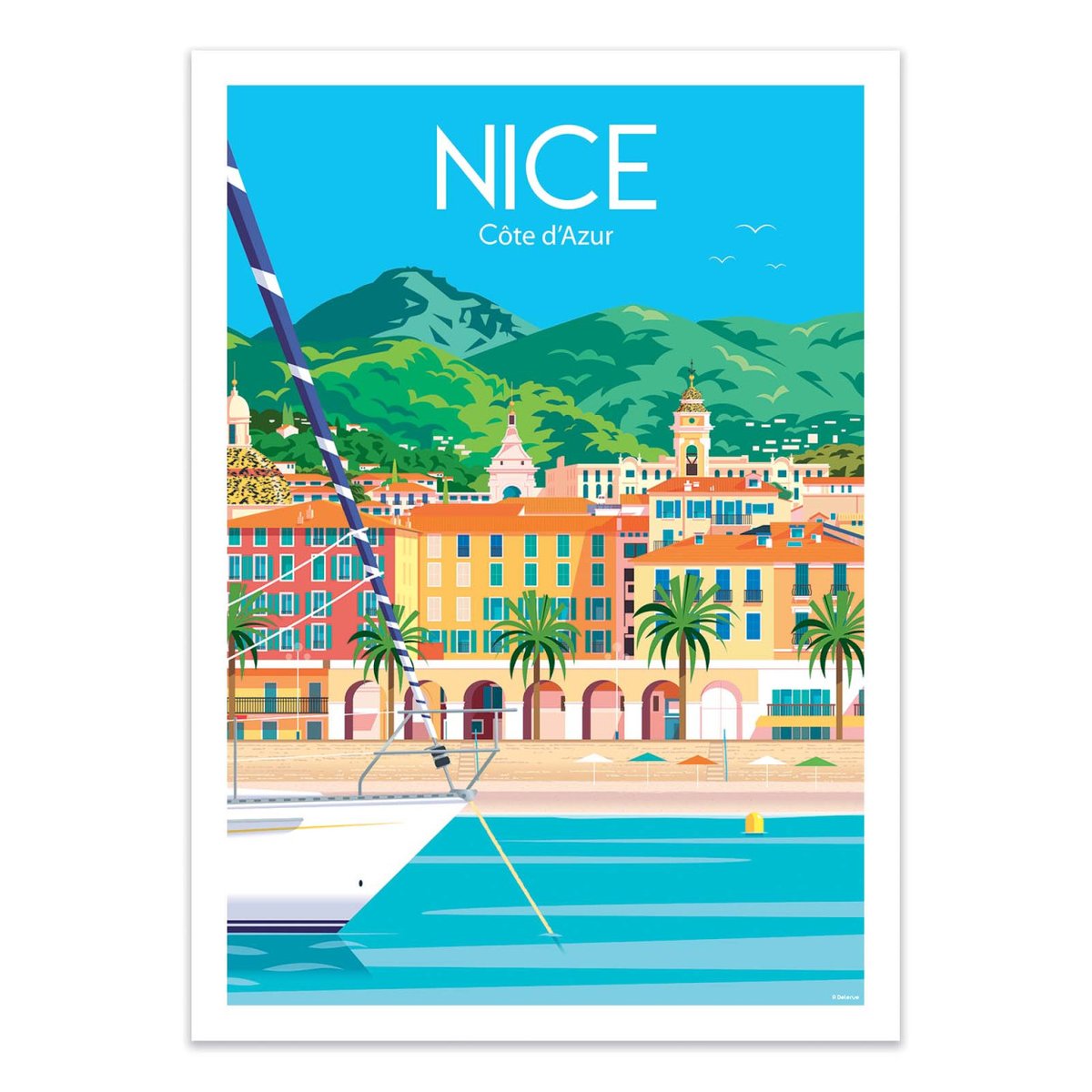 Affiche d'art - Nice Côte d'Azur - Raphael Delerue bleu, WALL EDITIONS
