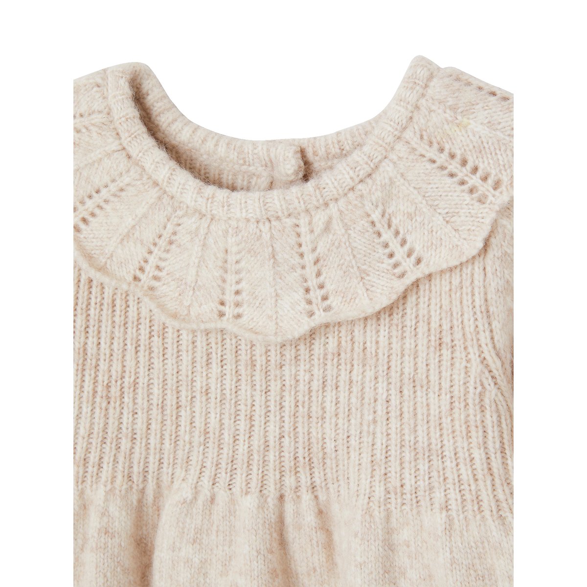 Robe à collerette en tricot bébé beige chiné, VERTBAUDET