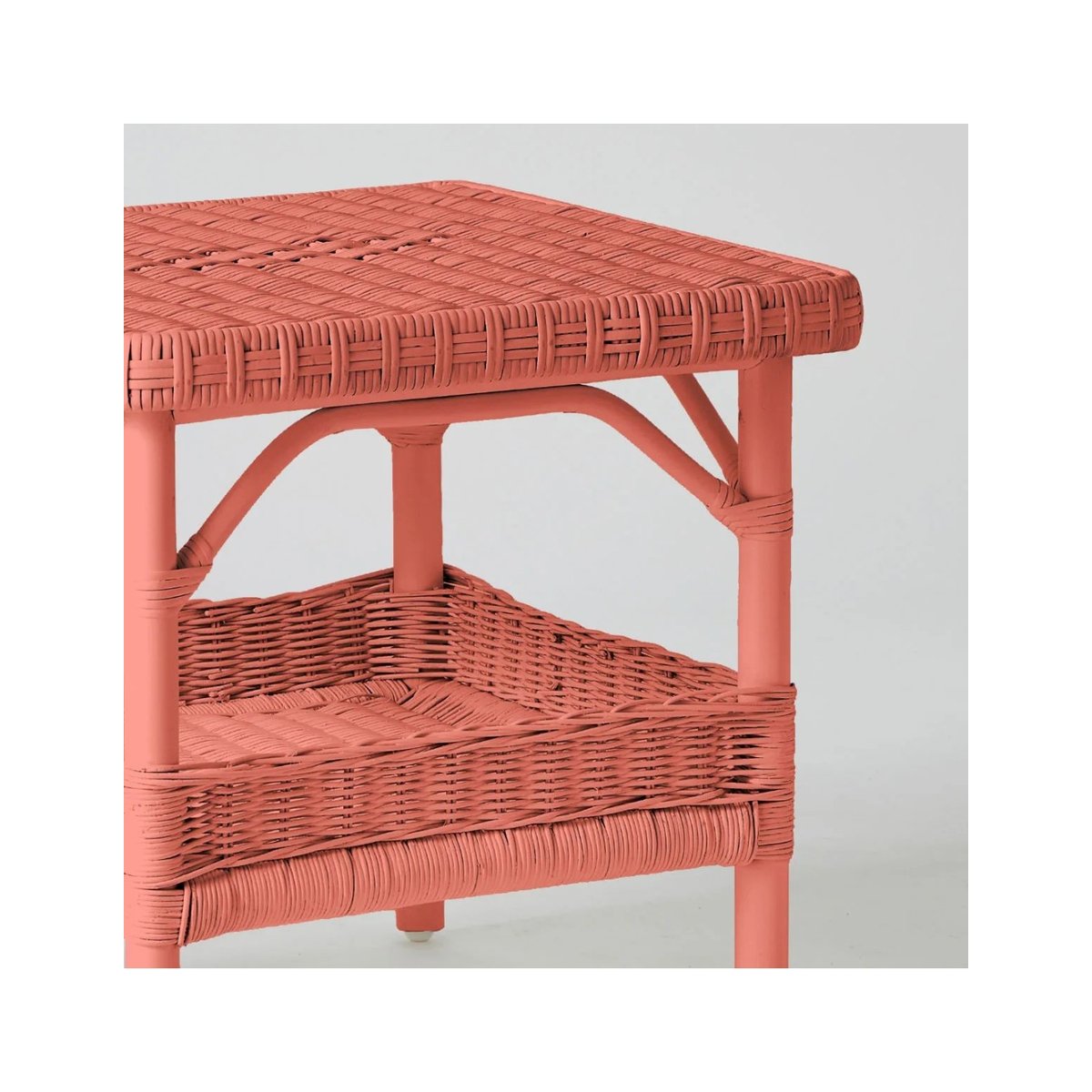 Table basse carrée en rotin PRIMAVERA laqué vert gazon rose, KOK