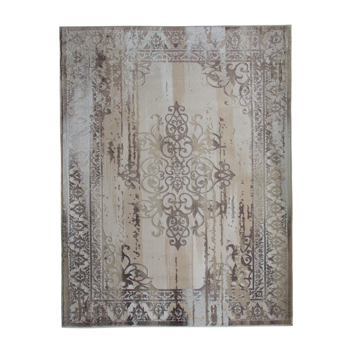 Tapis vintage motif médaillon GOYAVE MEDAILLON beige, THE DECO FACTORY