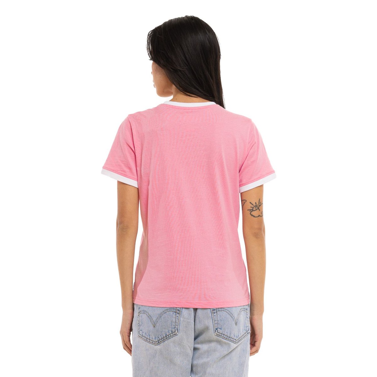Tee Shirt en coton GROOVY rose/blanc, VON DUTCH