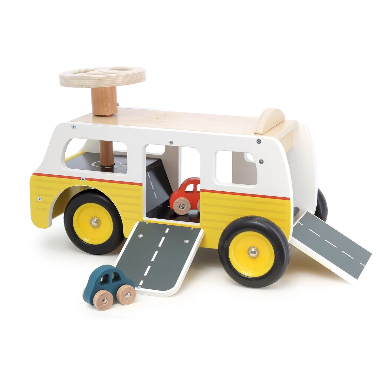 Porteur Van garage en bois jaune, VILAC