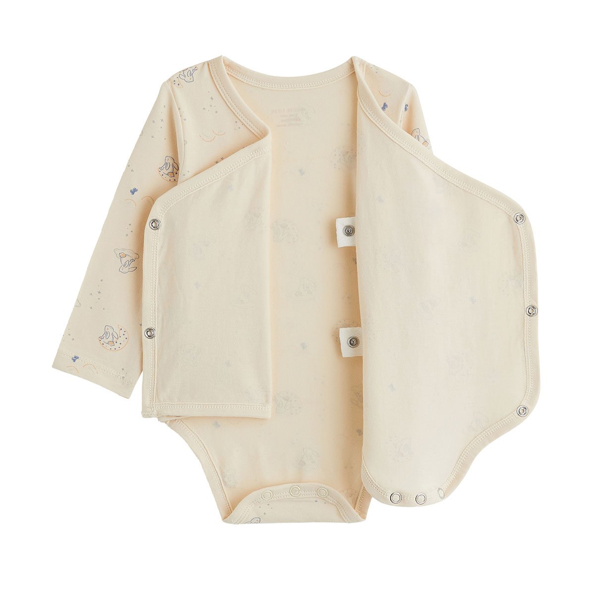 Lot de 2 bodies bébé manches longues ouverture croisée Voix Lactée bleu, PETIT BEGUIN