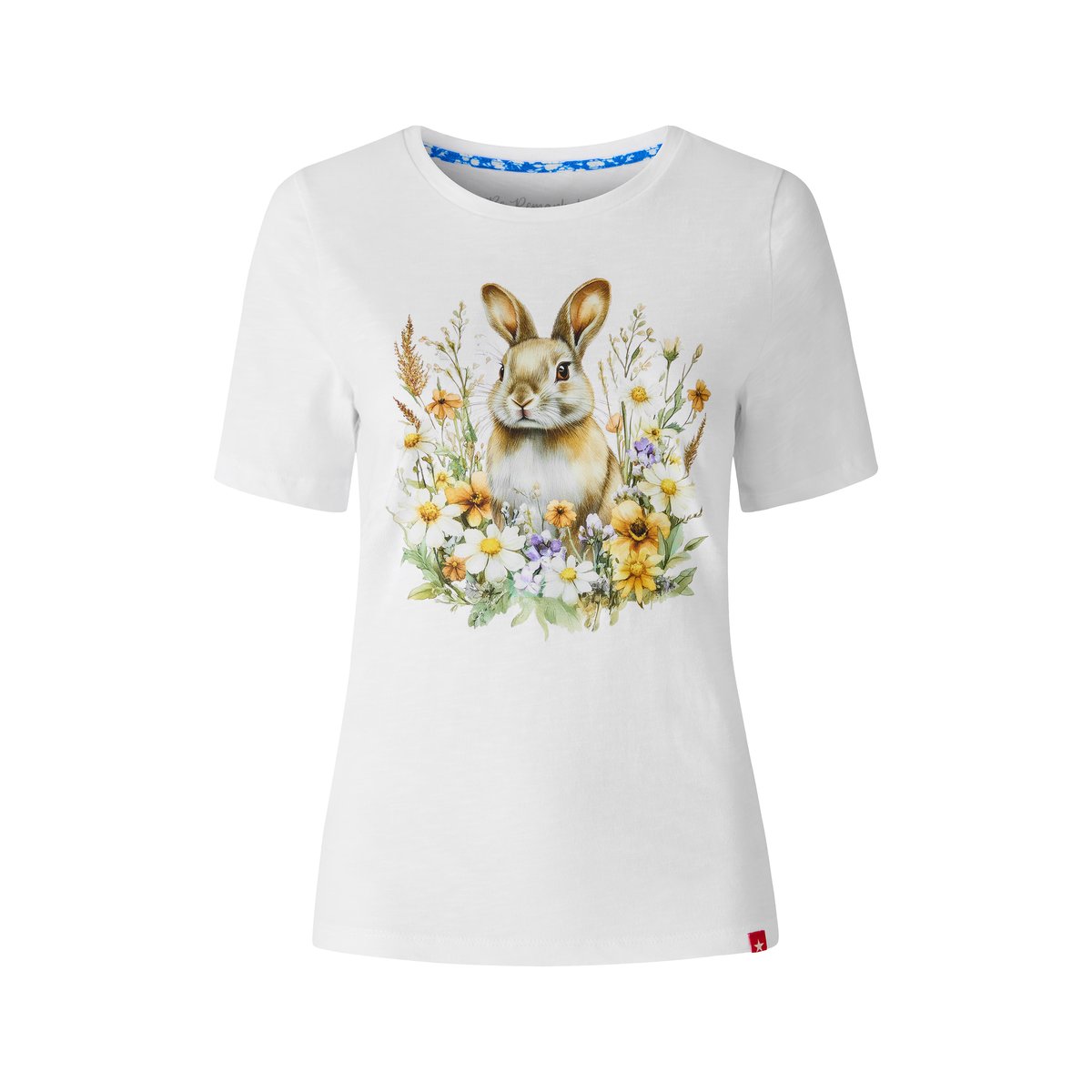 T-shirt à motif lapin et fleurs blanc, JOE BROWNS