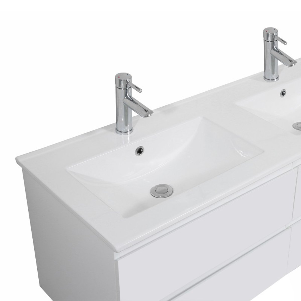 Meuble double vasque suspendu avec plan céramique 120cm SORRENTO blanc brillant, MOB IN