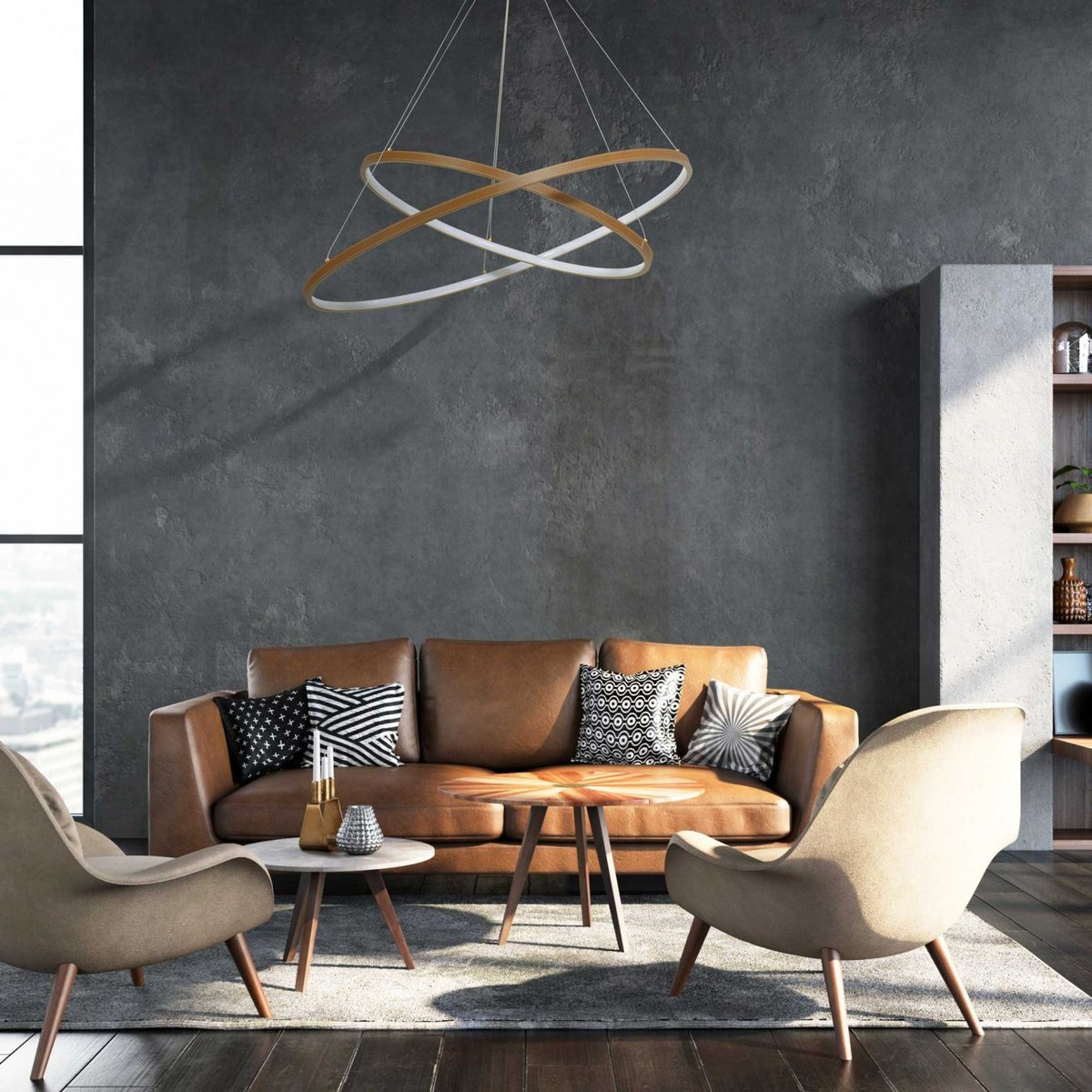 Suspension aspect cuir, APOLLON marron, C-CREATION