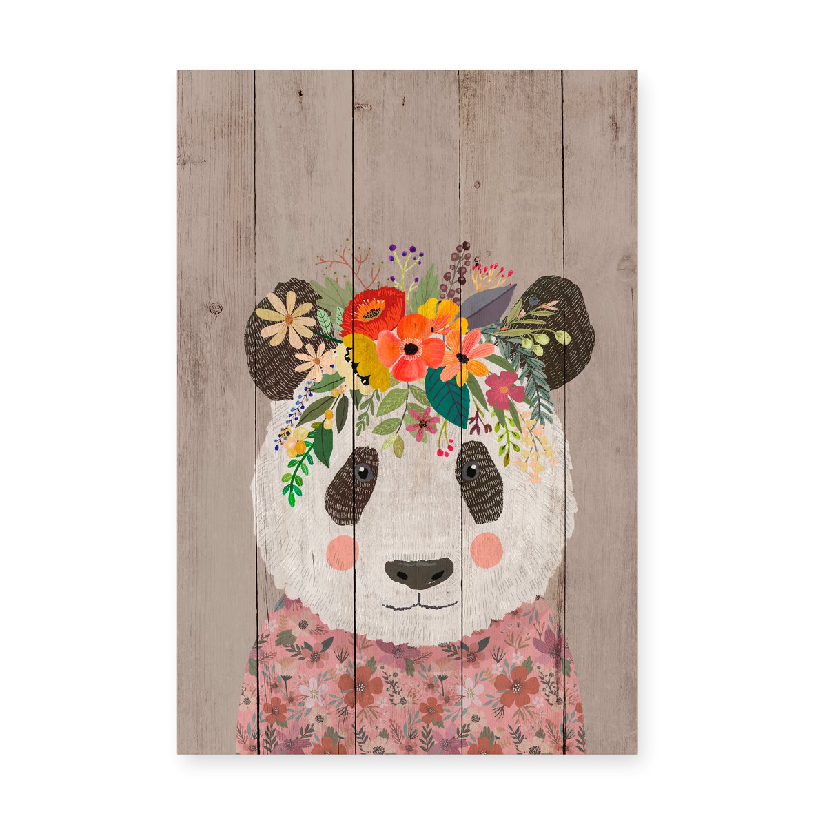 Panneau décoratif en bois ANIMAL FLORAL panda floral, REALLY NICE THINGS