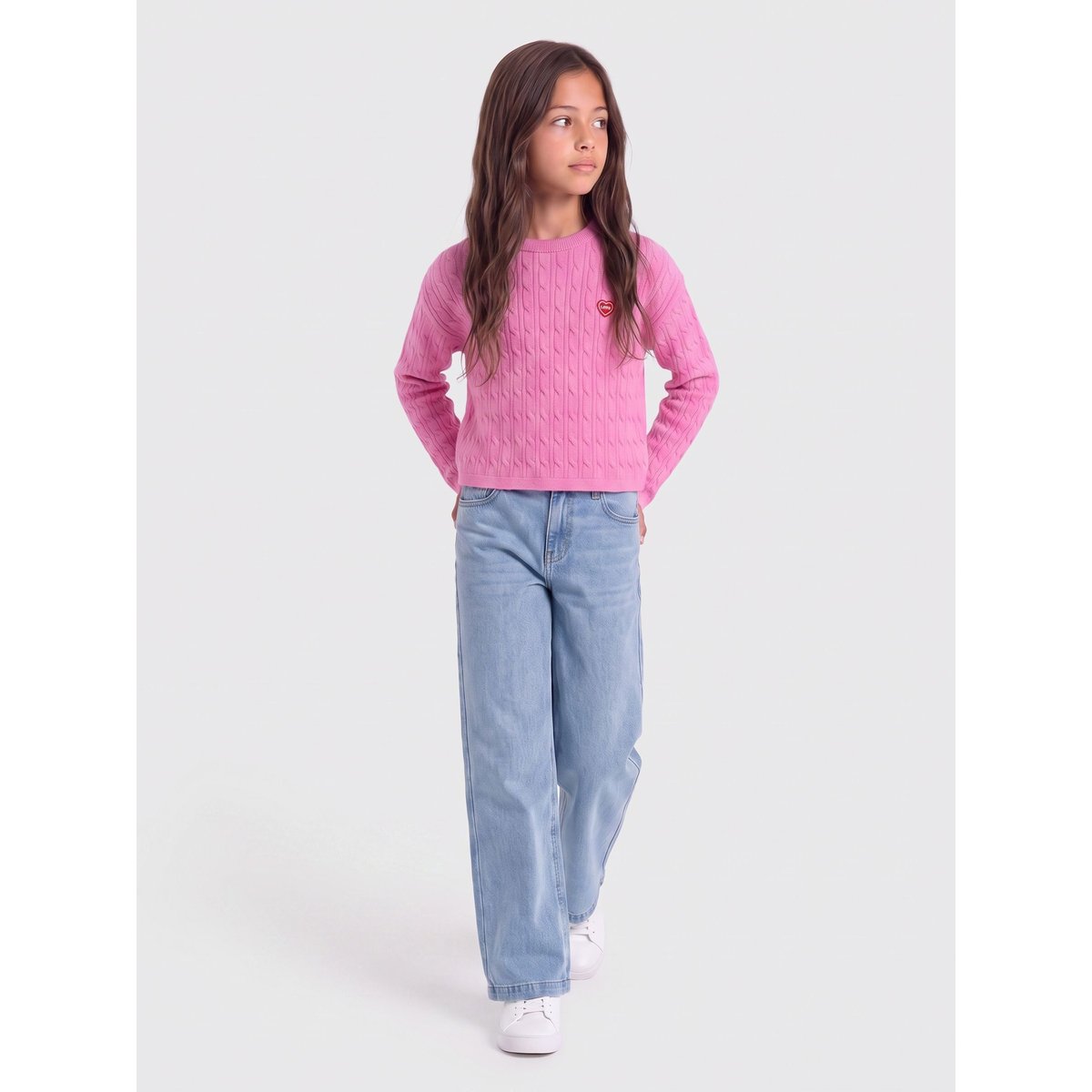 Pull En Maille rose - cyclamen 1, KIDS ONLY