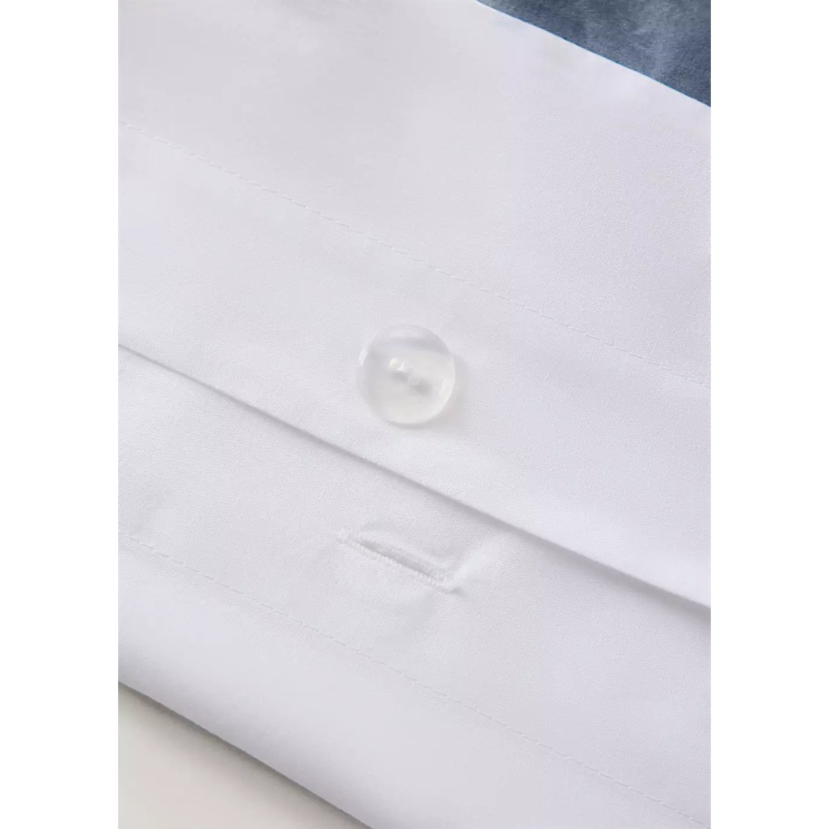 Housse de couette percale de coton 200 fils bords satin Lit 180/200 cm bleu, MANGO HOME