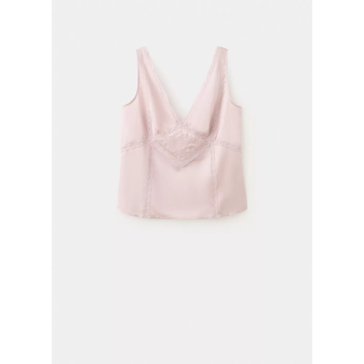 Haut de pyjama finition brodée rose pâle, MANGO