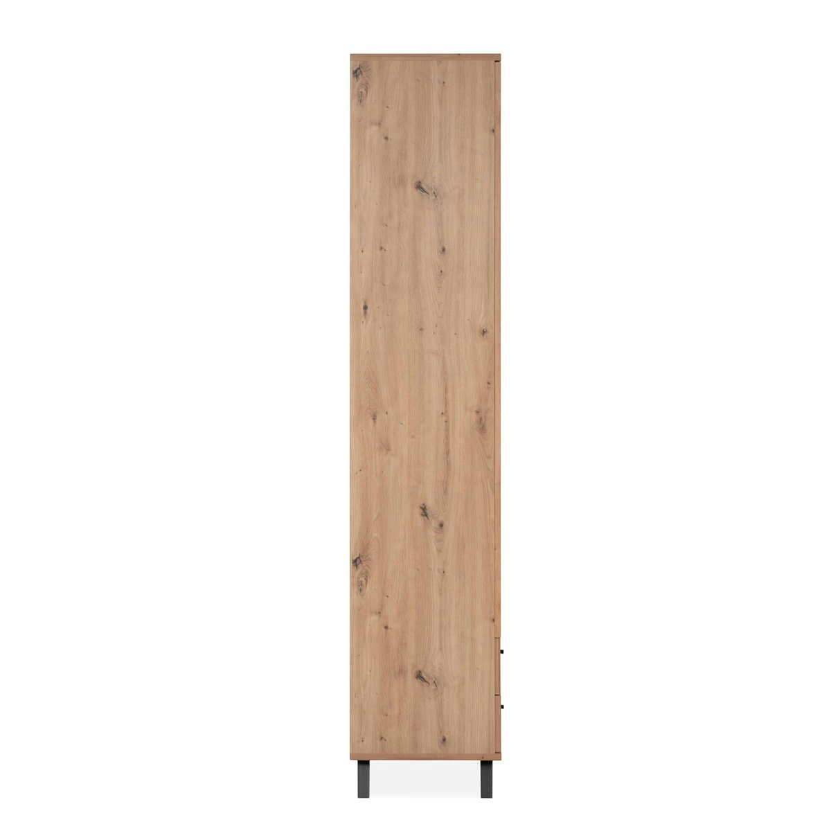Bibliothèque vitrine 1 porte noire rainurée ALVA bois naturel, PIER IMPORT