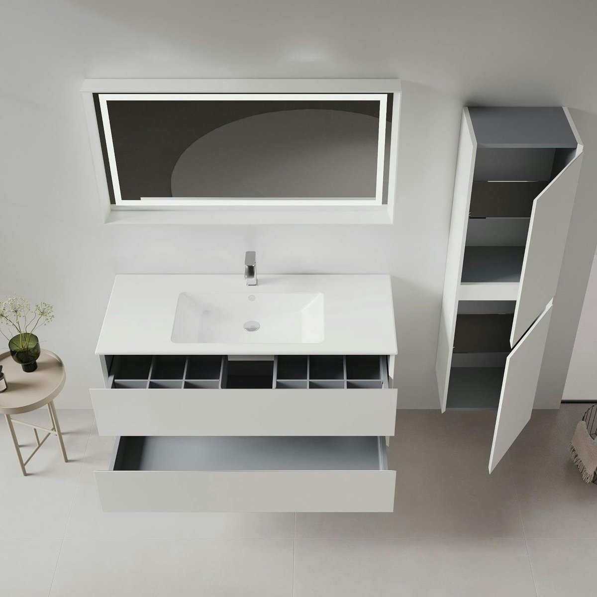 Meuble vasque suspendu 121 cm 2 tiroirs OCEA cachemire, PIER IMPORT