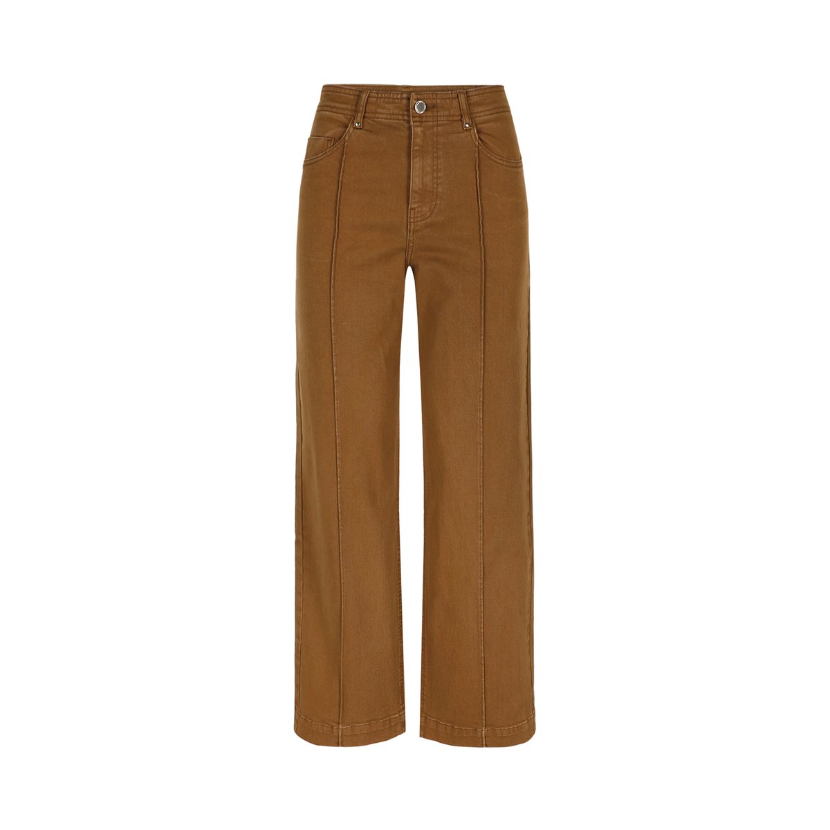 Pantalon large taille haute caramel, LOLALIZA