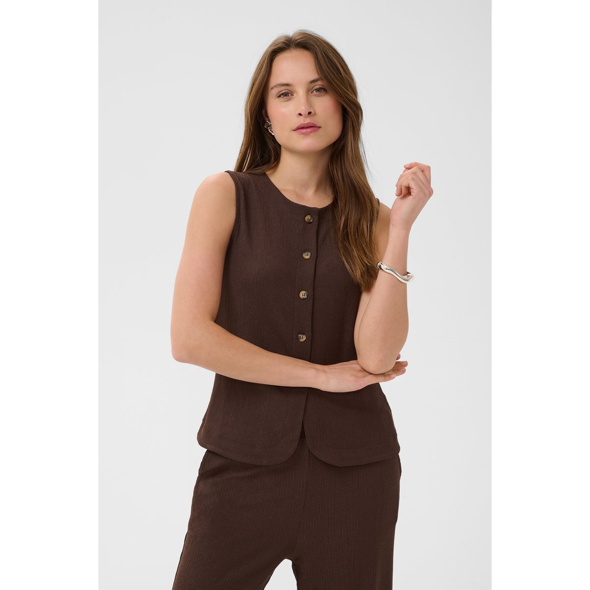 Blouse sans manches marron coffeebean, KAFFE