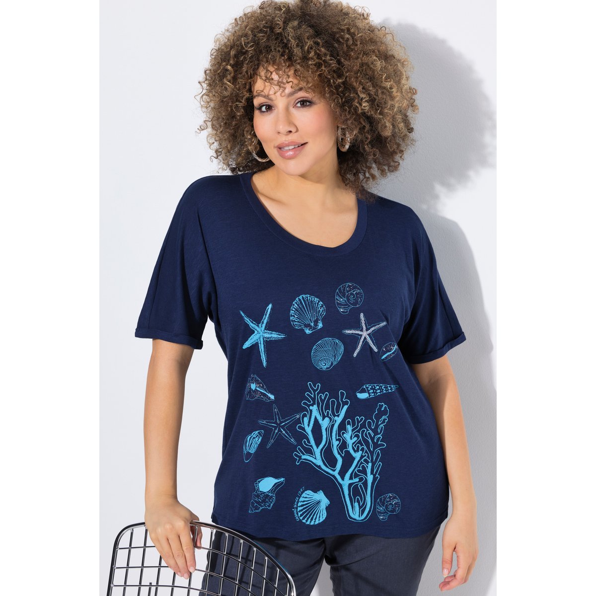 T-shirt oversize bleu encre, ULLA POPKEN