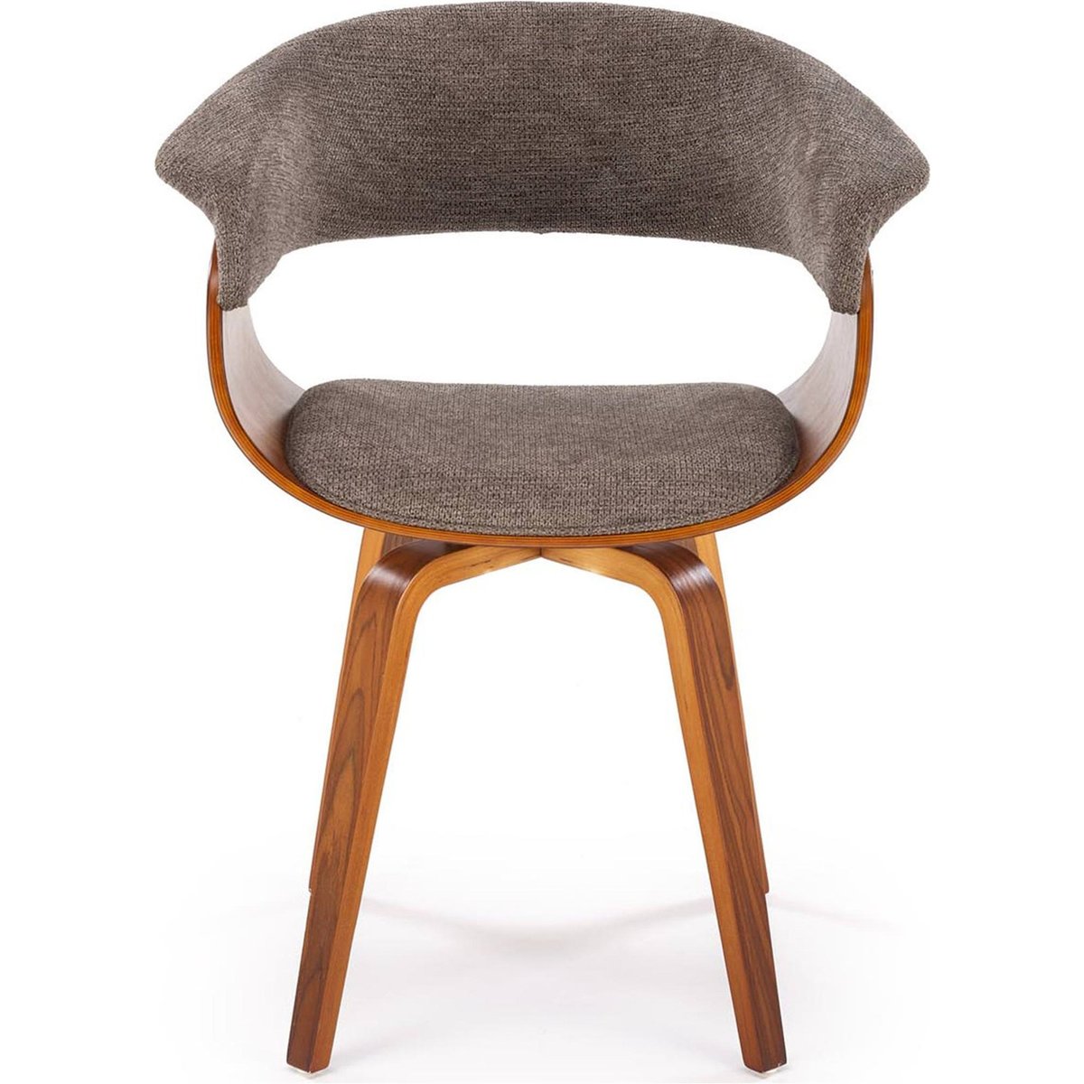 Chaise en bois courbé et tissu REBTES gris taupe et noyer, RECOLLECTION
