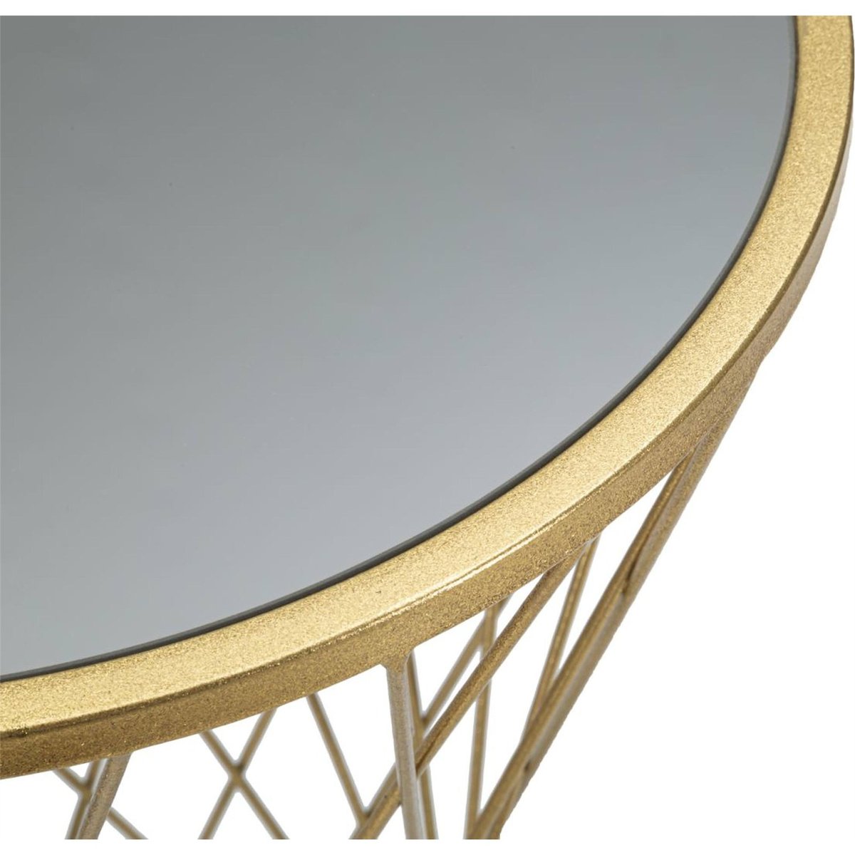 Table d'appoint plateau miroir structure ajourée doré, RECOLLECTION