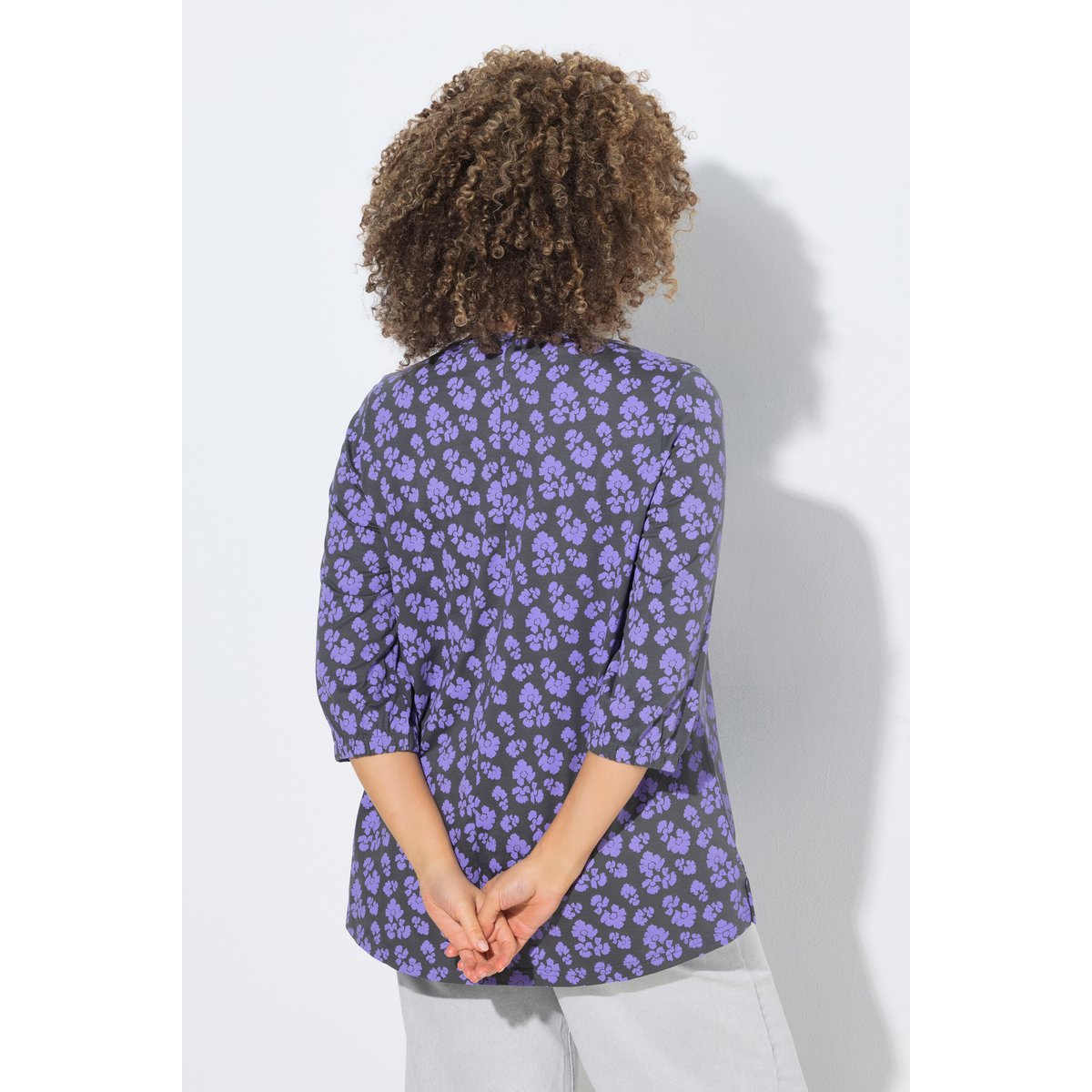 Blouse oversize, pli fantaisie gris graphite, ULLA POPKEN