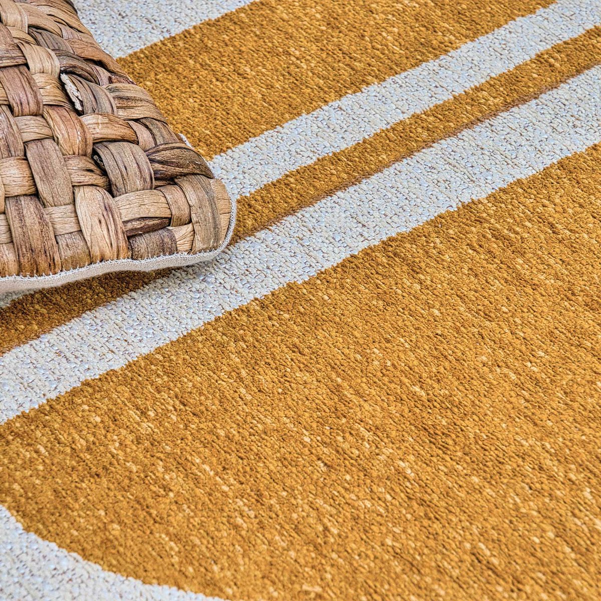 Tapis intérieur/extérieur tissé plat LASH jaune, NOVATREND