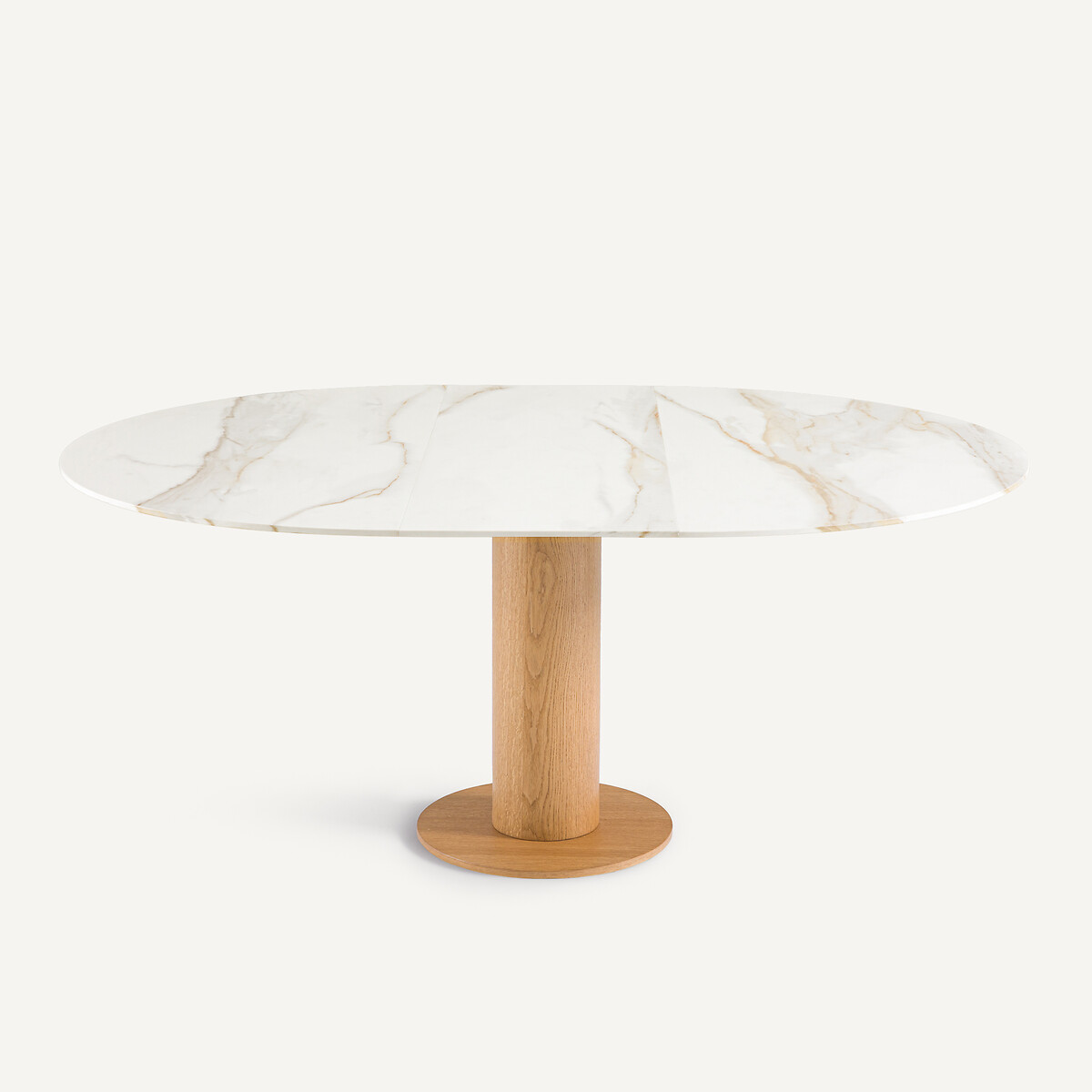 Mesa redonda extensible de cerámica, diámetro de 135 a 180 cm, EXTENDO cerámica blanca, AM.PM