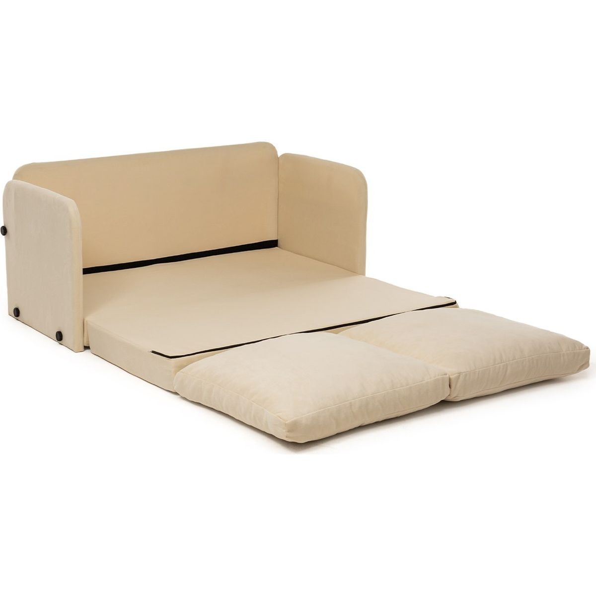Canapé convertible 2,5 places en tissu - LUZ beige, HOMIFAB