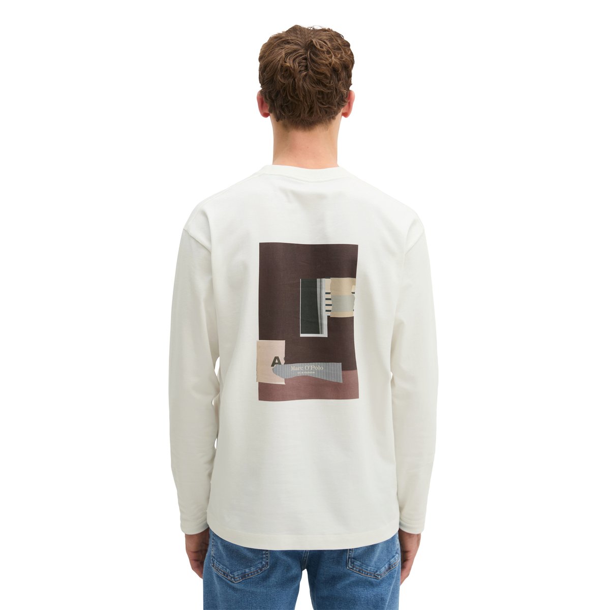 T-shirt long relaxed Heavy Jersey avec imprimé dans le dos blanc naturel, MARC O'POLO