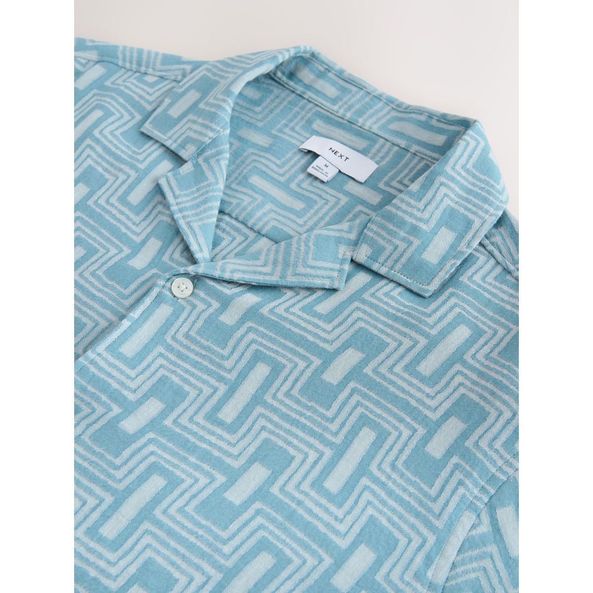 Chemise manches courtes à imprimé bleu géométrique, NEXT